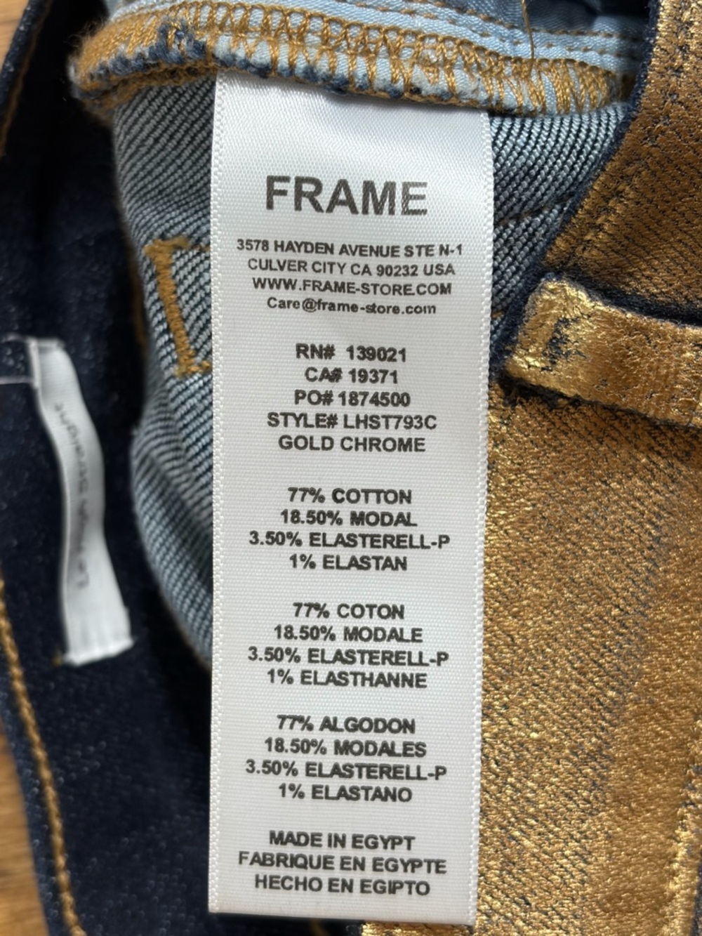 FRAME Le High Straight Gold Metallic Cropped High-rise Straight - Picture 9 of 11